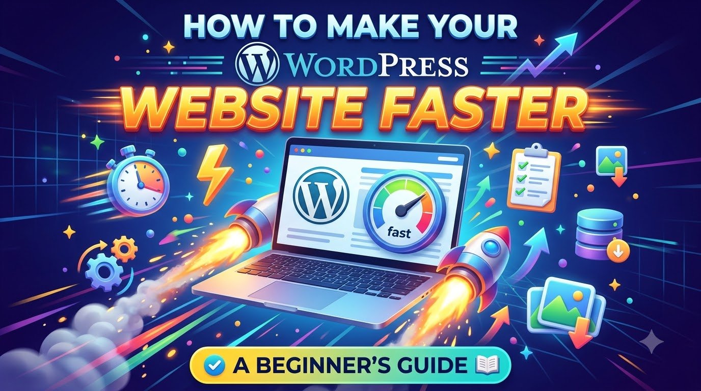 WordPress website dashboard displayed on a laptop in a modern workspace